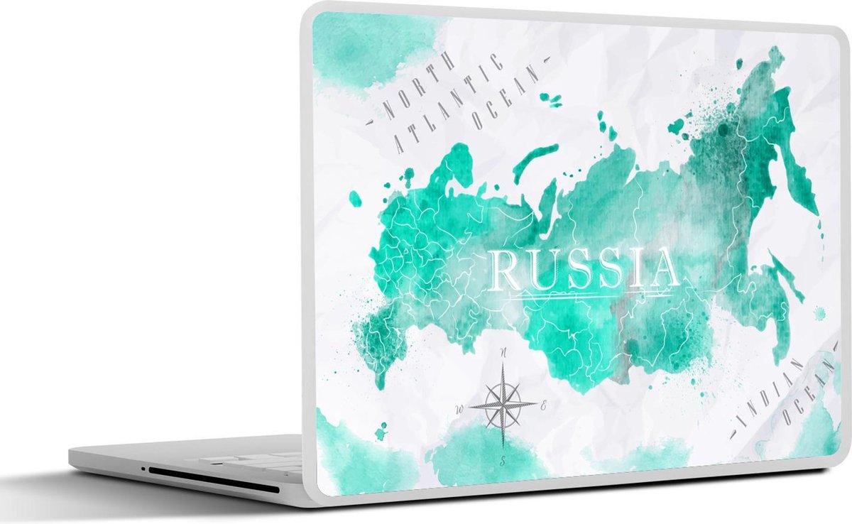 Afbeelding van product SleevesAndCases  Laptop sticker - 14 inch - Rusland - Waterverf - Kaart