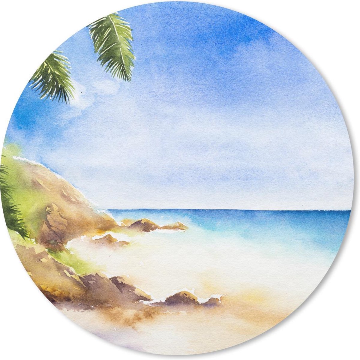 Muismat rond 30x30 cm - Mousepad Strand - Zee - Waterverf - Ronde muismatten