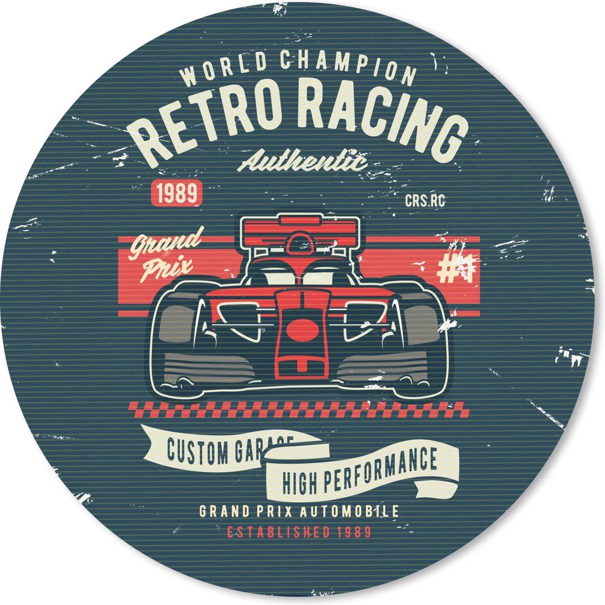 Muismat rond 20x20 cm - Mousepad Auto - Race - Retro - Tekening - Ronde muismatten