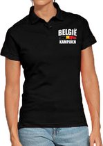 Belgie kampioen supporter poloshirt op borst zwart voor dames - EK/ WK poloshirt / outfit S