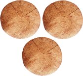 3x stuks inlegvellen kokos voor hanging basket 35 cm - kokosinleggers / plantenbak van kokos