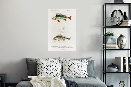 Stickers muraux - Poisson - Vintage - Réalisme - 40x60 cm - Feuille adhésive