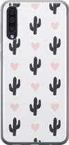 Leuke Telefoonhoesjes - Hoesje geschikt voor Samsung Galaxy A50 - Cactus hartjes - Soft case - TPU - Planten - Zwart