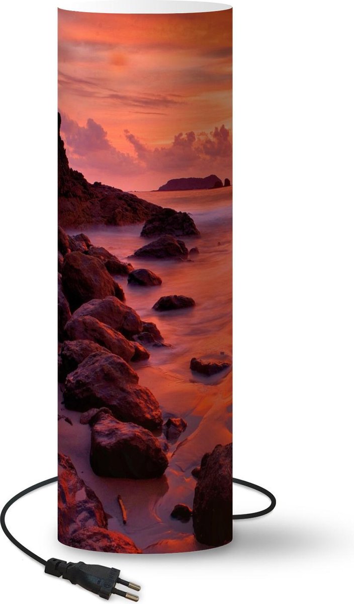 Lamp - Nachtlampje - Tafellamp slaapkamer - Manuel Antonio strand in Costa Rica - 60 cm hoog - Ø19.1 cm - Inclusief LED lamp