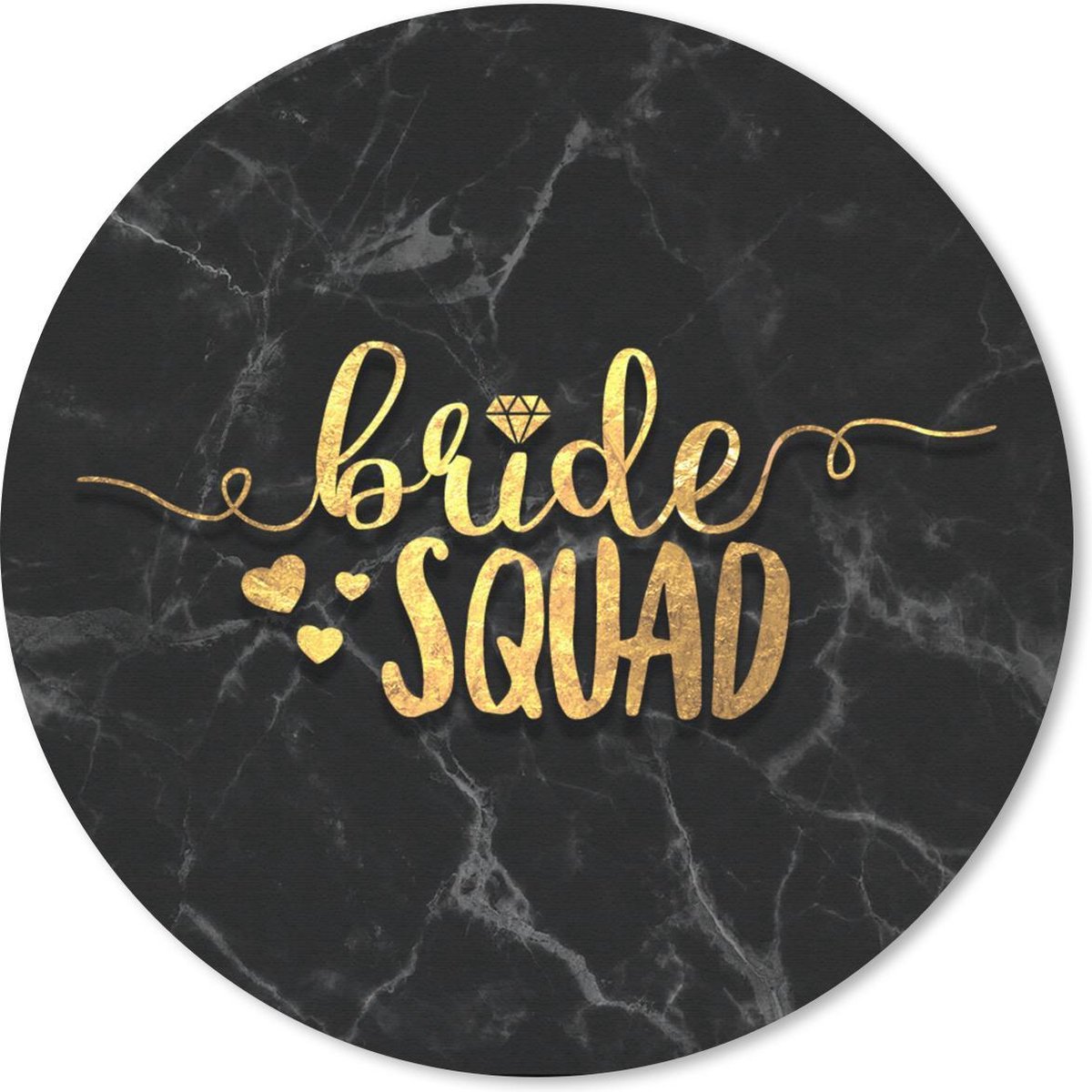 Muismat rond 50x50 cm - Mousepad Bride To Be - Goud - Marmer print - Ronde muismatten