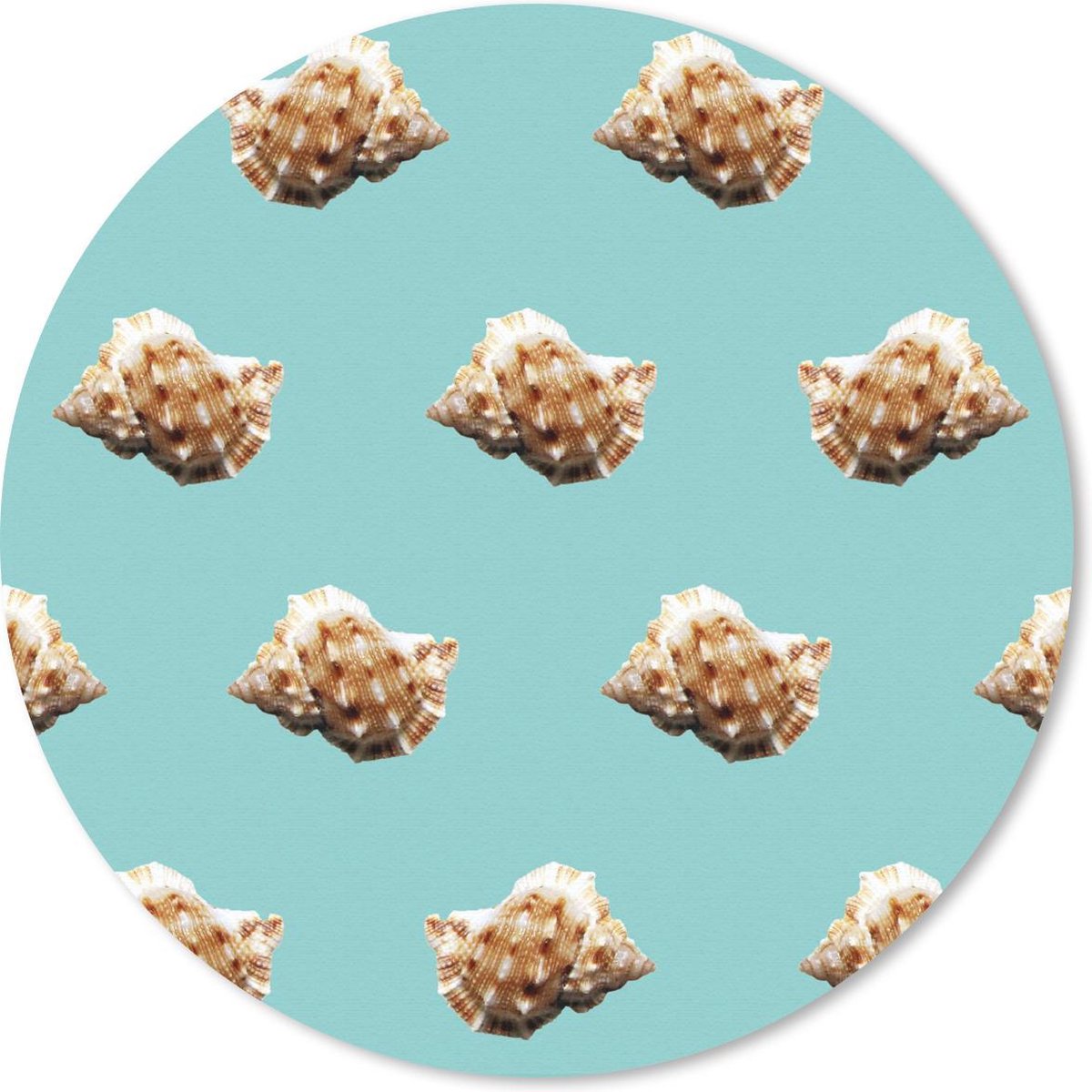 Muismat rond 50x50 cm - Mousepad Schelpen - Patroon - Groen - Ronde muismatten