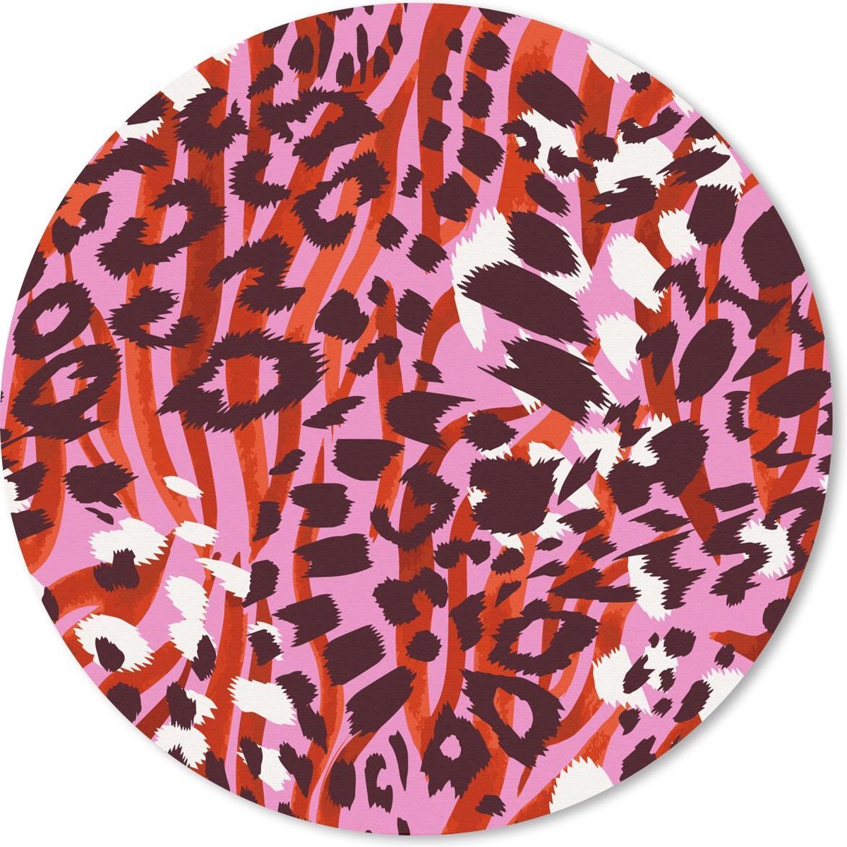 Muismat rond 50x50 cm - Mousepad Panterprint - Roze - Rood - Ronde muismatten