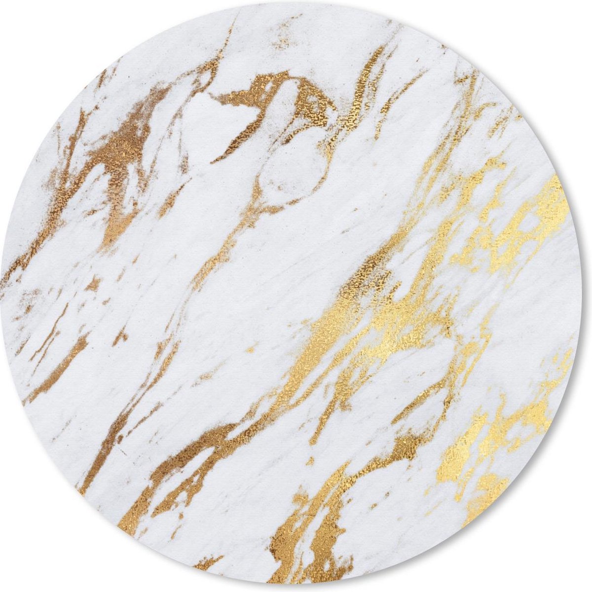 Muismat rond 40x40 cm - Mousepad Marmer - Patronen - Wit - Goud - Ronde muismatten