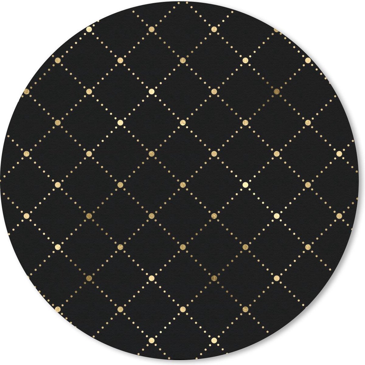 Muismat rond 40x40 cm - Mousepad Stippen - Goud - Zwart - Ronde muismatten