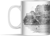 Mok - Zwart-wit illustratie van het paleis in Calcutta in India - 350 ml - Beker