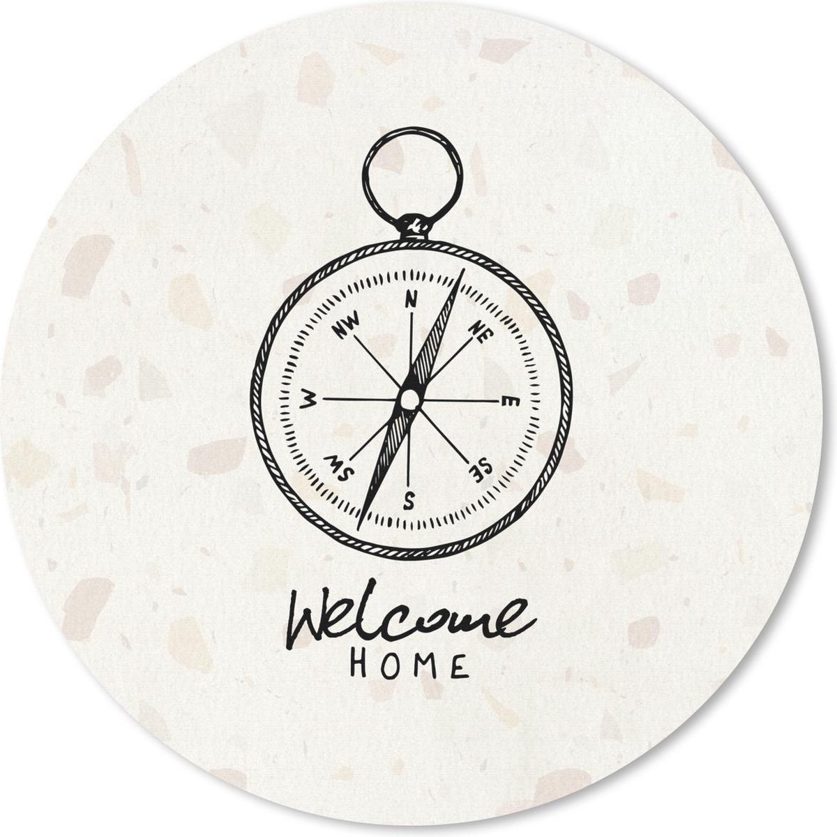 Muismat rond 40x40 cm - Mousepad 'Welcome home' - Kompas - Quotes - Spreuken - Ronde muismatten