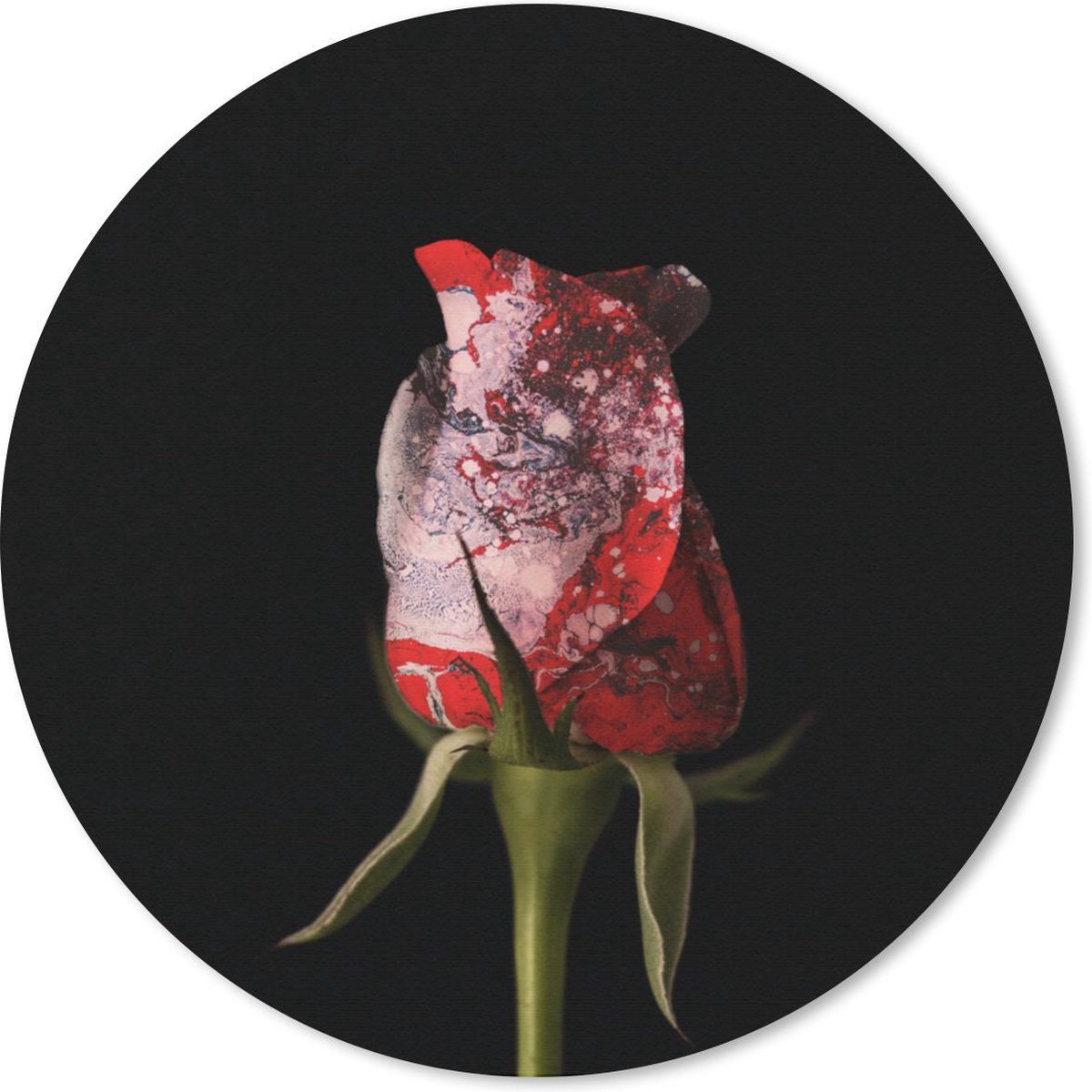 Muismat rond 50x50 cm - Mousepad Rozen - Bloemen - Verf - Ronde muismatten
