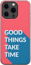 Apple iPhone 13 Pro Telefoonhoesje - Transparant Siliconenhoesje - Flexibel - Met Quote - Good Things - Rood
