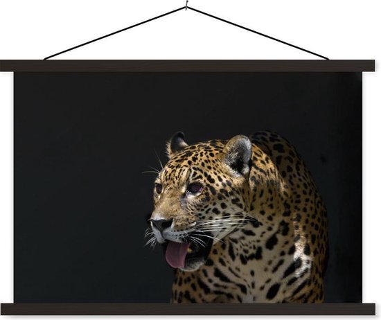 Affiche textielposter Jaguar aux yeux noirs sur fond noir 60x40 cm