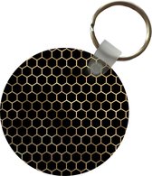 Sleutelhanger - Patronen - Hexagon - Goud - Zwart - Plastic - Rond - Uitdeelcadeautjes