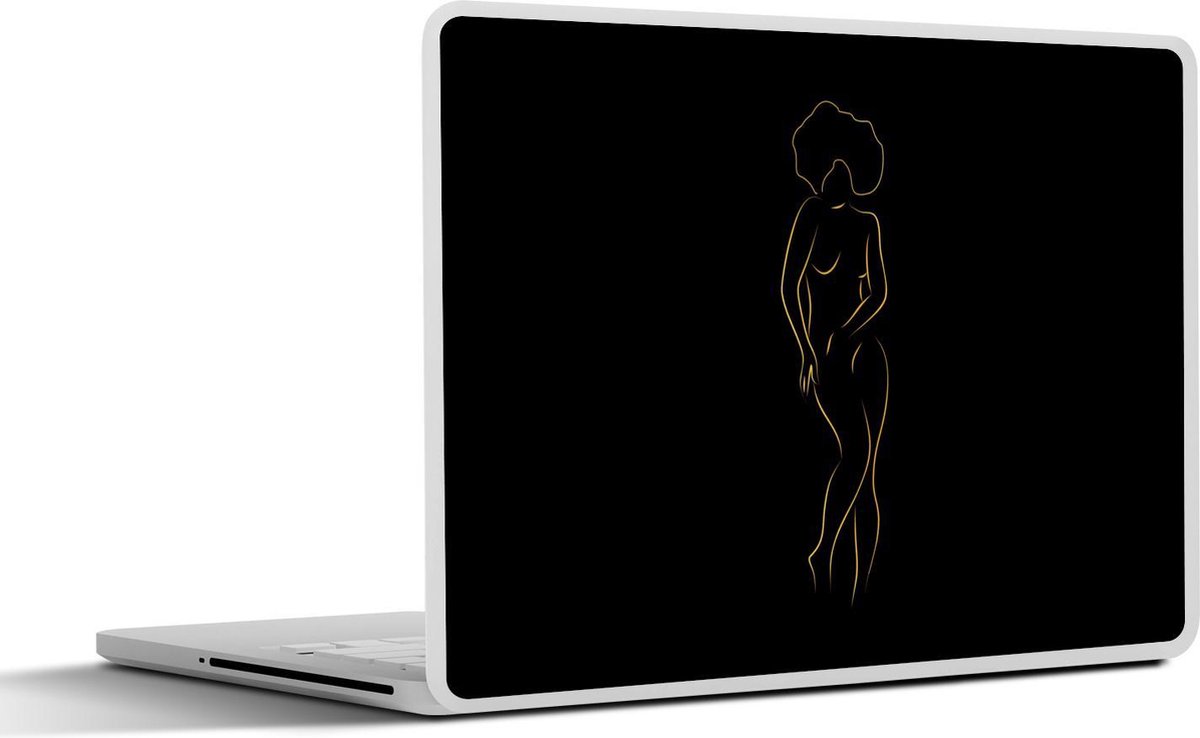 Afbeelding van product SleevesAndCases  Laptop sticker - 17.3 inch - Vrouw - Zwart - Goud - Line art