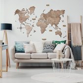 2D Houten Wereldkaart Terra L (150x90 cm) Premium Wanddecoratie Design Wereld Kaart Echt Hout