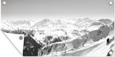 Tuinposter Besneeuwde bergtoppen in de Alpen - zwart wit - 80x40 cm - Wanddecoratie Buiten - Tuinposter - Tuindoek - Schuttingposter - Tuinschilderij