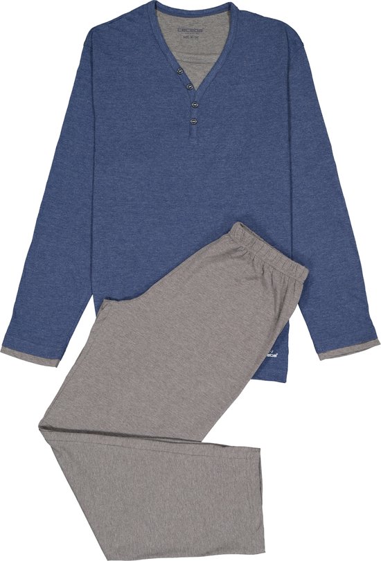 Ceceba heren pyjama - blauw met grijs - Maat: L