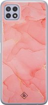 Samsung A22 5G hoesje siliconen - Marmer roze | Samsung Galaxy A22 5G case | Roze | TPU backcover transparant