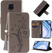 Voor Xiaomi Redmi Note 9S Reliëf Lucky Tree Horizontale Flip Lederen Case met Houder & Kaartsleuf & Portemonnee & Lanyard (Grijs)
