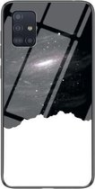 Voor Samsung Galaxy A71 5G Sterrenhemel Geschilderd Gehard Glas TPU Schokbestendig Beschermhoes (Kosmische Sterrenhemel)