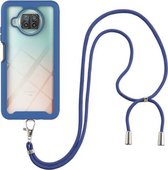 Voor Xiaomi Mi 10T Lite Sterrenhemel Effen Kleur Serie Schokbestendige PC + TPU Beschermhoes met Nekband (Blauw)