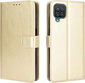 Voor Samsung Galaxy M32 Crazy Horse Textuur Horizontale Flip Leather Case met Houder & Kaartsleuven & Lanyard (Goud)