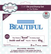 Creative Expressions Stans en Stempelset - 'Beautiful' - 2 x stans en 7 x clear stamp