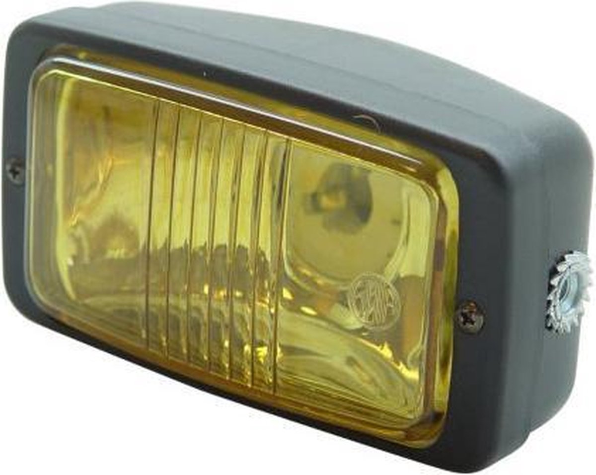 Koplamp rechthoekig zwart 14cm geel UN60185