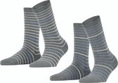 Esprit Fine Stripe 2-Pack Dames Sokken - Grijs - Maat 35-38