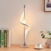 Lucande - Tafellamp- met dimmer - 1licht - aluminium, textiel - H: 60 cm - wit, chroom - Inclusief lichtbron
