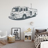 Muursticker Brandweer Auto -  Donkergrijs -  80 x 46 cm  -  baby en kinderkamer - Muursticker4Sale