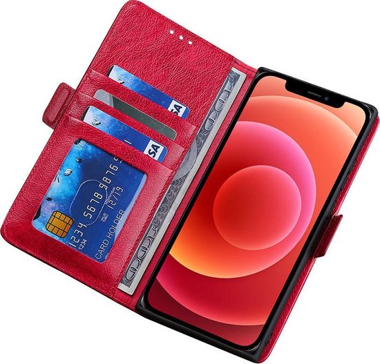 Étui pour iPhone XS avec motif - Cuir PU - Porte-cartes - Fermeture magnétique - Apple iPhone XS - Rouge