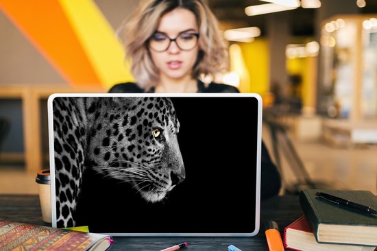 Sticker pour ordinateur portable - 17,3 pouces - Léopard - Zwart - Wit - Fourrure