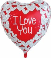 folieballon I love you hart 92 cm rood/wit