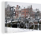 Amsterdam couvert de neige en toile 30x20 cm - petit - impression photo sur toile peinture Décoration murale salon / chambre à coucher) / Villes Peintures Toile