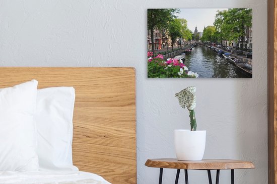 Toile d' Amsterdam canal d' été à Amsterdam toile 30x20 cm - petit - impression photo sur toile peinture Décoration murale salon / chambre à coucher) / Villes Peintures Toile