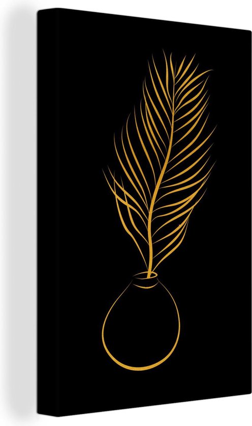 Pot de peinture sur toile - Plante - Line au trait - Goud - 20x30 cm - Décoration murale