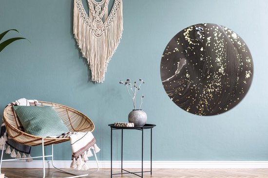 Wall Circle - Wall Circle - Marbre - Goud - Zwart - Motifs - Aluminium - Dibond - 90x90 cm - Intérieur et Extérieur