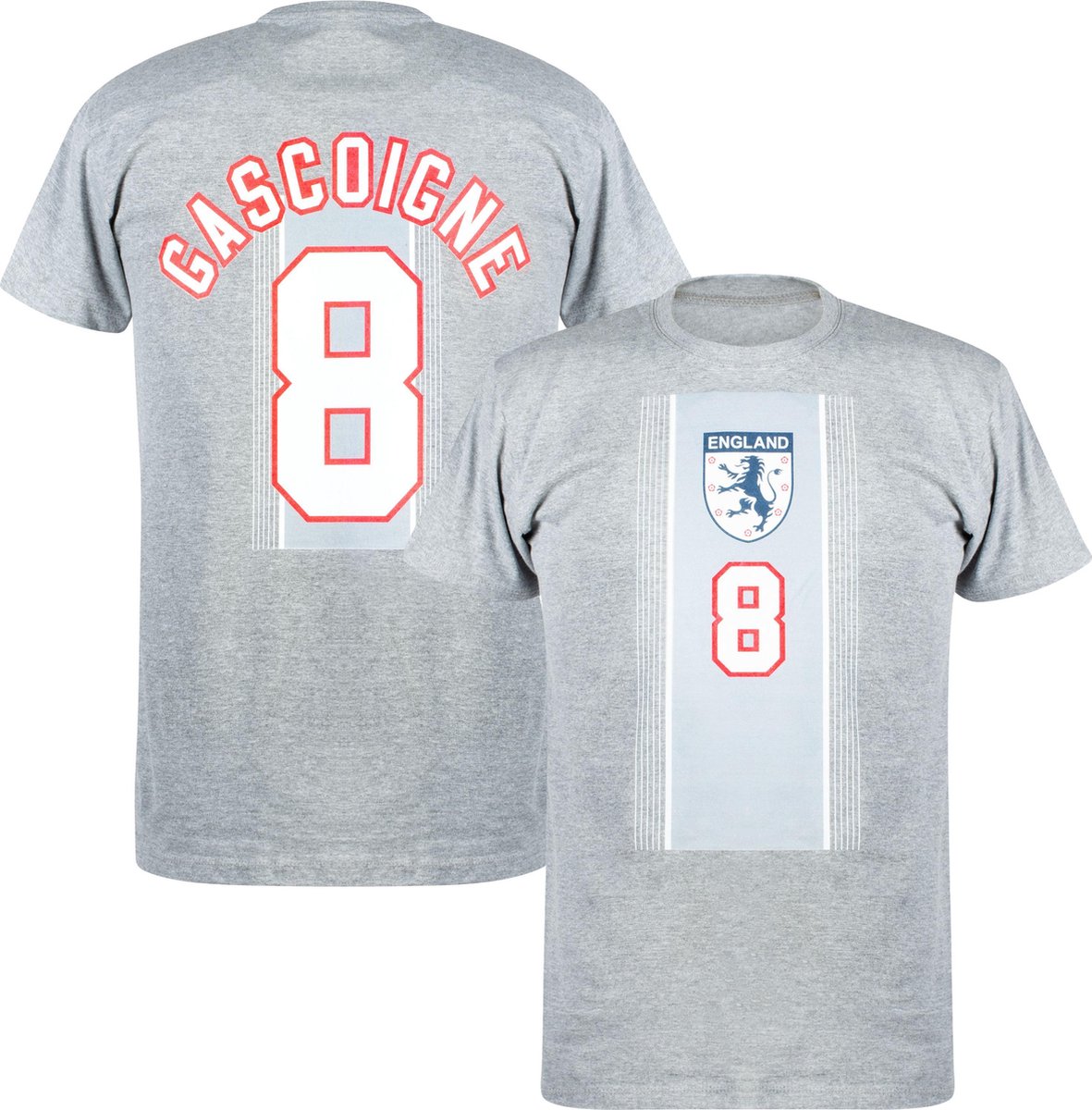 Engeland EK 96 Gascoigne 8 T-Shirt - Grijs - S