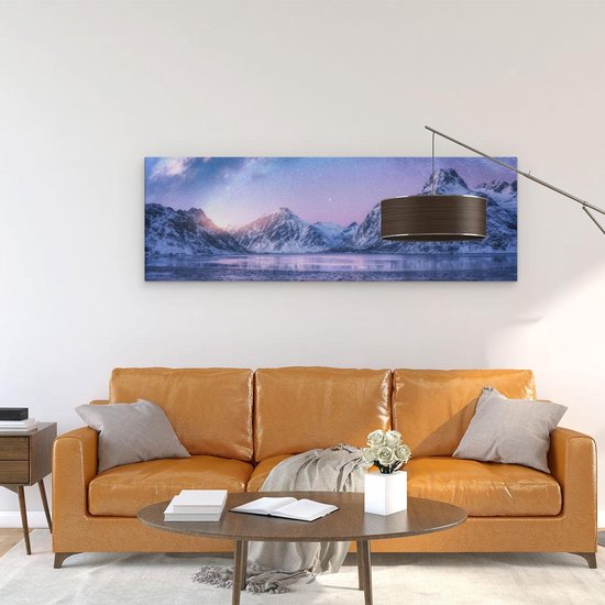 Artaza Peinture sur Toile Voie Lactée Près des Montagnes Enneigées - 120x40 - Groot - Photo sur Toile - Impression sur Toile