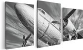 Artaza Canvas Schilderij Drieluik Oud Vliegtuig Op De Landingsbaan - 120x60 - Foto Op Canvas - Canvas Print