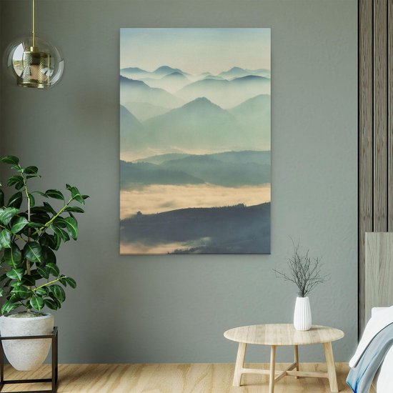 Artaza Peinture Sur Toile Paysage De Colline Pendant Le Brouillard - 60x90 - Photo Sur Toile - Impression Sur Toile
