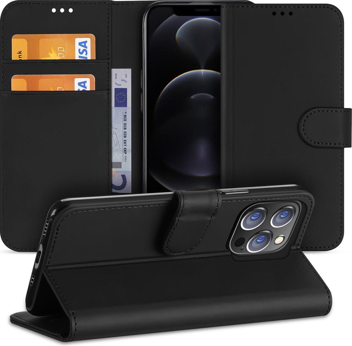 Hoesje Apple iPhone 13 Pro Bookcase Zwart met Pasjeshouder