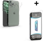 Shieldcase Siliconen hoesje met camera bescherming geschikt voor Apple iPhone 12 Pro - 6.1 inch - transparant + glazen Screen Protector