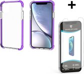 ShieldCase bumper shock case geschikt voor Apple iPhone 12 / 12 Pro - 6.1 inch - paars + glazen Screen Protector