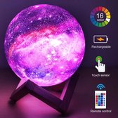 CPKG maan Lamp 3D - star light - 15 cm - Tafellamp - Accu 15 tot 89 uur - 16 dimbare LED kleuren en Afstandsbediening
