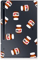 Bumper Case Geschikt voor Samsung Galaxy Tab S7 Plus Hippe Hoesje Quotes Nut Jar met transparant zijkanten