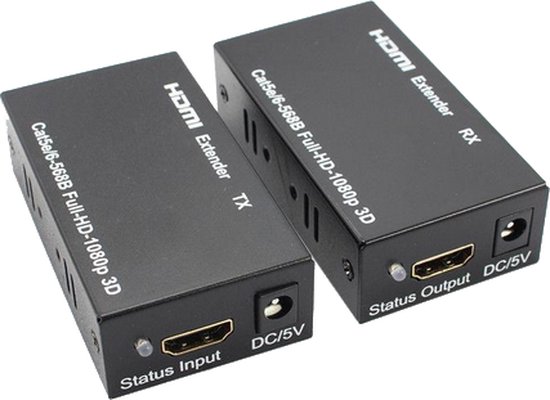 HDMI over netwerk extender 1080P max 60 meter / HDMI en RJ45 CAT5e/6 / 1x  sender + 1x... | bol.com